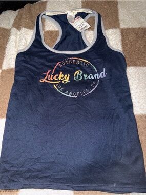 Lucky Brand Navy Tank with Rainbow Logo Racerback